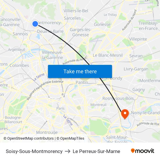 Soisy-Sous-Montmorency to Le Perreux-Sur-Marne map