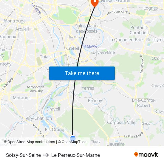 Soisy-Sur-Seine to Le Perreux-Sur-Marne map