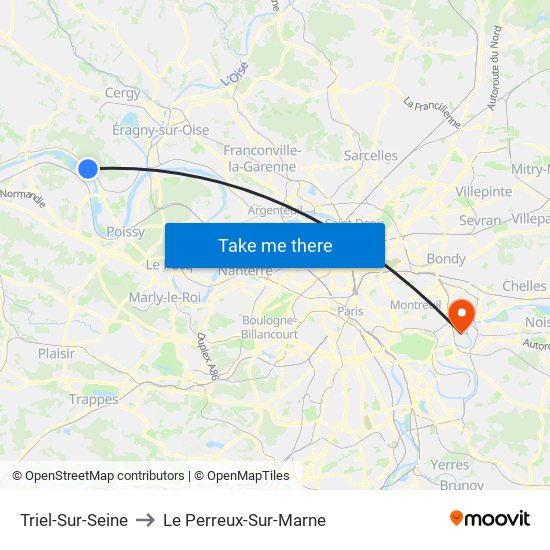 Triel-Sur-Seine to Le Perreux-Sur-Marne map