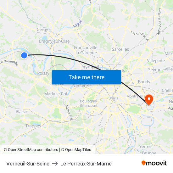 Verneuil-Sur-Seine to Le Perreux-Sur-Marne map