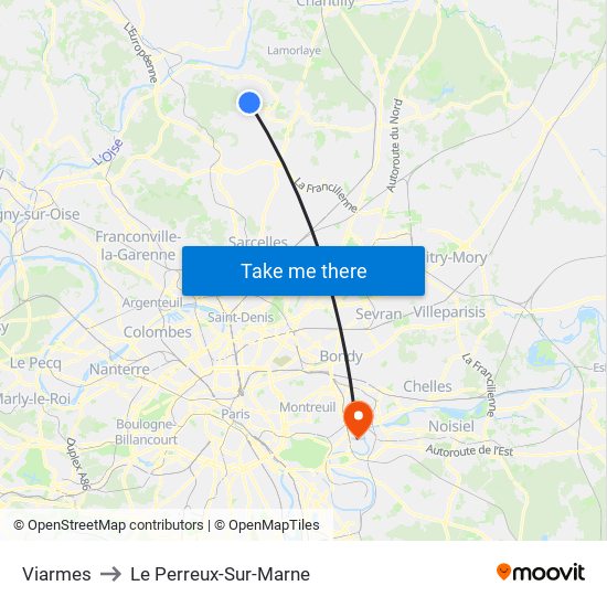 Viarmes to Le Perreux-Sur-Marne map