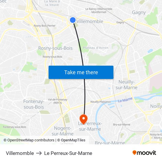 Villemomble to Le Perreux-Sur-Marne map