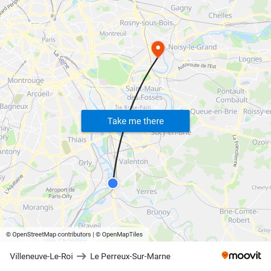 Villeneuve-Le-Roi to Le Perreux-Sur-Marne map