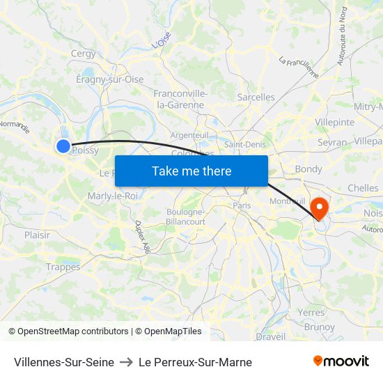 Villennes-Sur-Seine to Le Perreux-Sur-Marne map