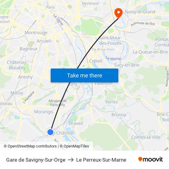 Gare de Savigny-Sur-Orge to Le Perreux-Sur-Marne map
