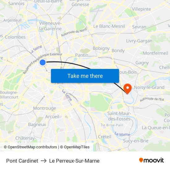 Pont Cardinet to Le Perreux-Sur-Marne map