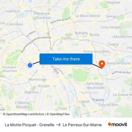 La Motte-Picquet - Grenelle to Le Perreux-Sur-Marne map