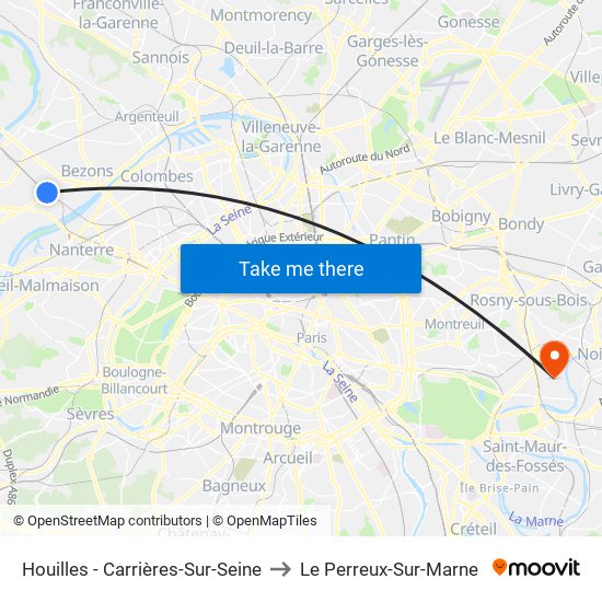 Houilles - Carrières-Sur-Seine to Le Perreux-Sur-Marne map