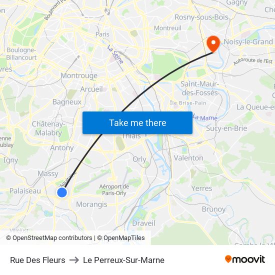 Rue Des Fleurs to Le Perreux-Sur-Marne map