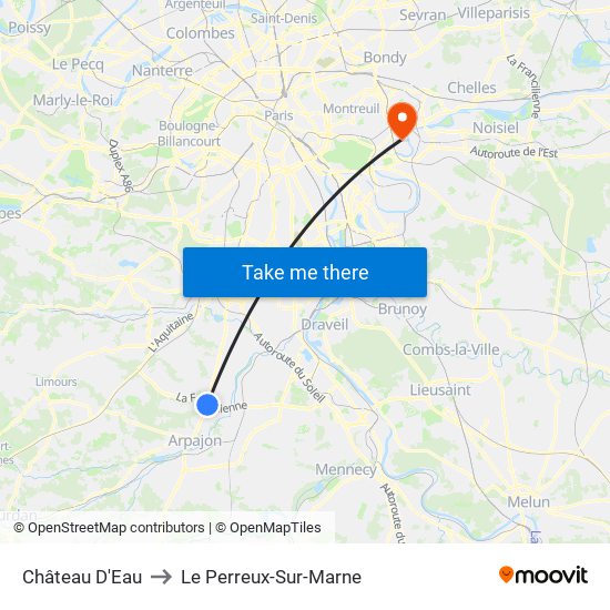 Château D'Eau to Le Perreux-Sur-Marne map
