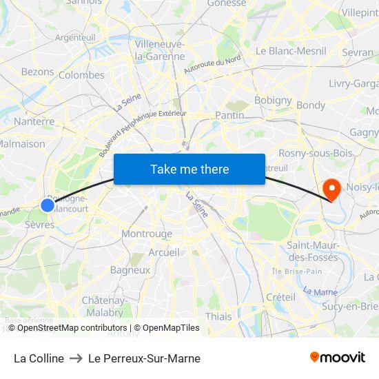 La Colline to Le Perreux-Sur-Marne map