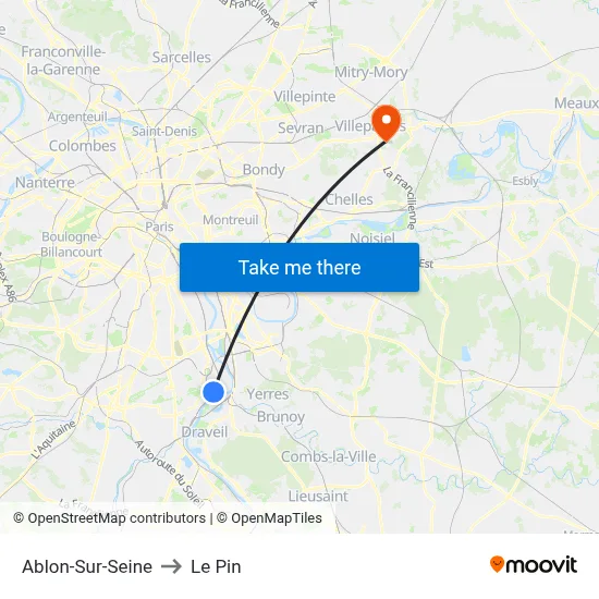 Ablon-Sur-Seine to Le Pin map