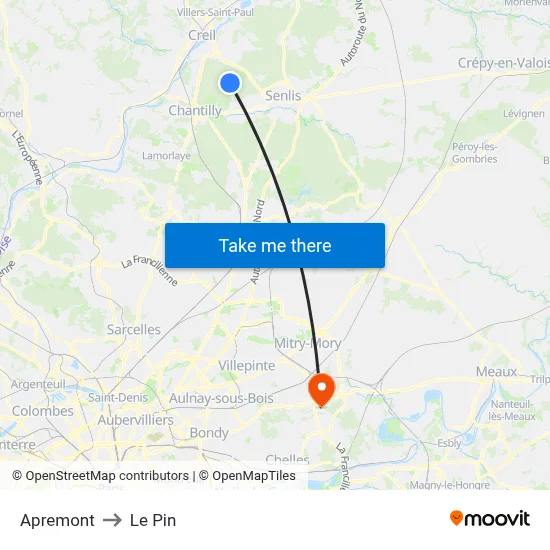 Apremont to Le Pin map