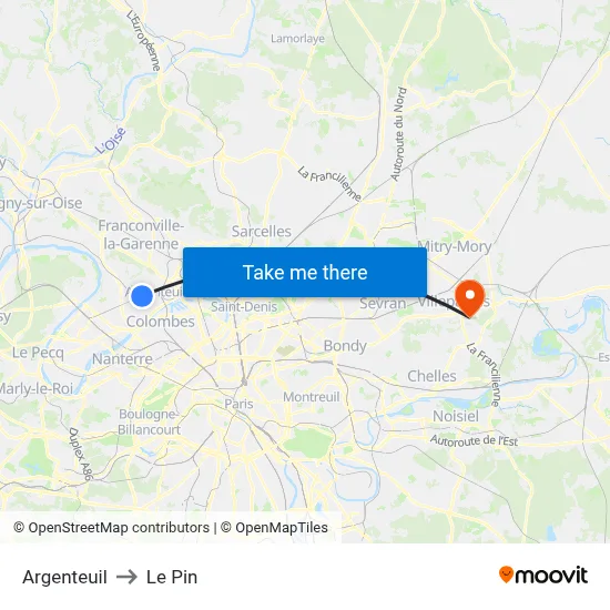 Argenteuil to Le Pin map