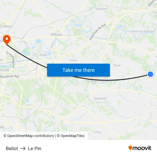 Bellot to Le Pin map