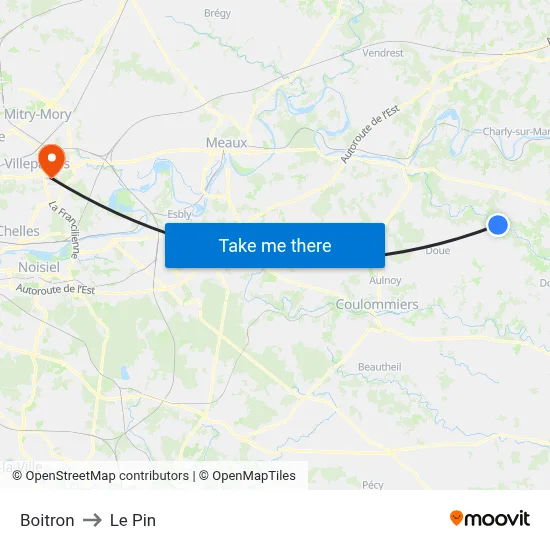 Boitron to Le Pin map