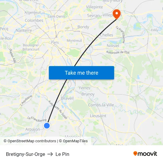 Bretigny-Sur-Orge to Le Pin map