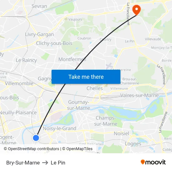 Bry-Sur-Marne to Le Pin map