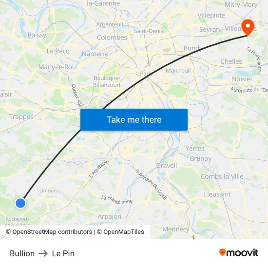 Bullion to Le Pin map