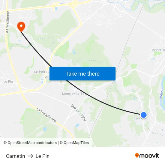 Carnetin to Le Pin map