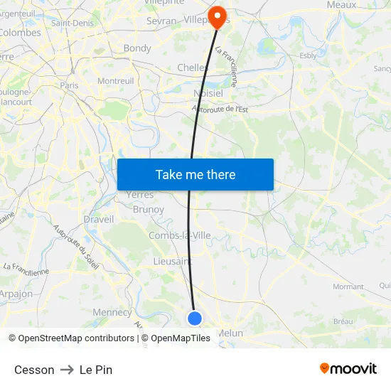 Cesson to Le Pin map