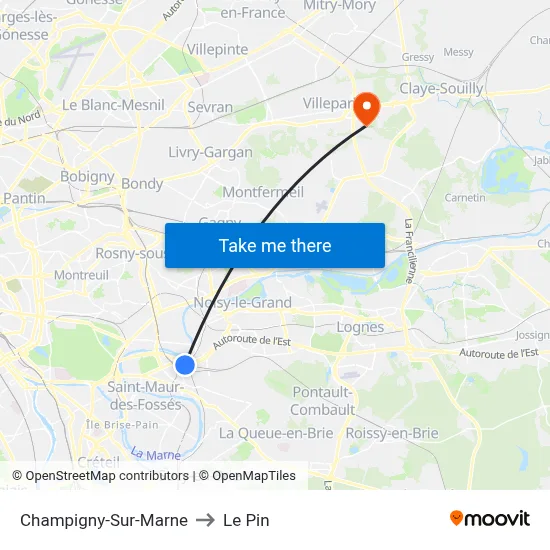 Champigny-Sur-Marne to Le Pin map