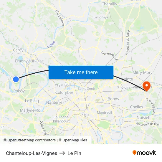 Chanteloup-Les-Vignes to Le Pin map