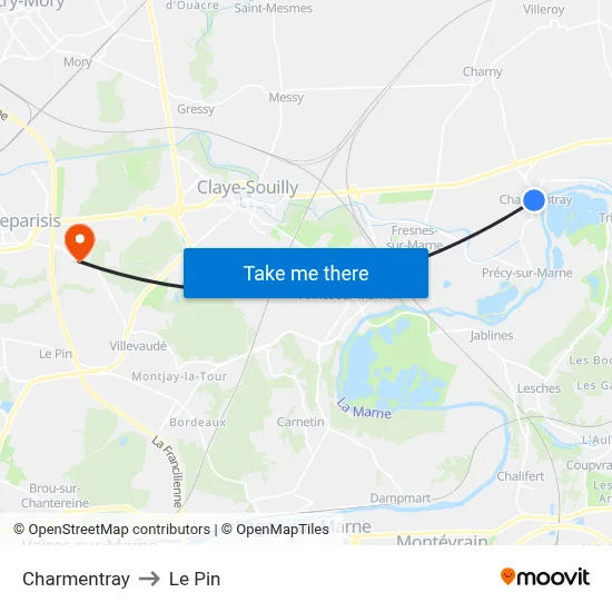 Charmentray to Le Pin map