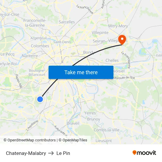Chatenay-Malabry to Le Pin map