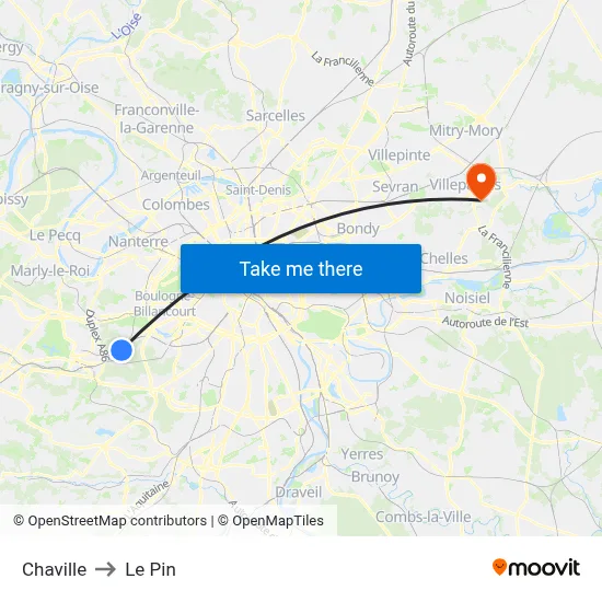 Chaville to Le Pin map