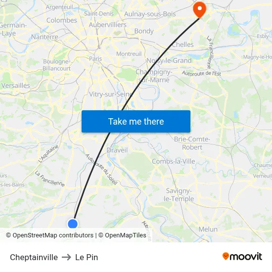 Cheptainville to Le Pin map