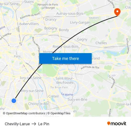 Chevilly-Larue to Le Pin map