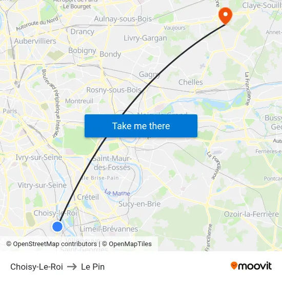 Choisy-Le-Roi to Le Pin map