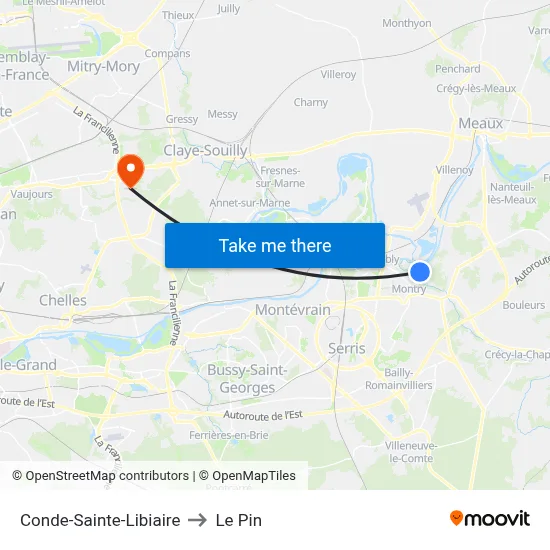 Conde-Sainte-Libiaire to Le Pin map
