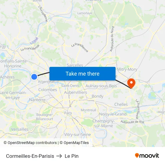 Cormeilles-En-Parisis to Le Pin map