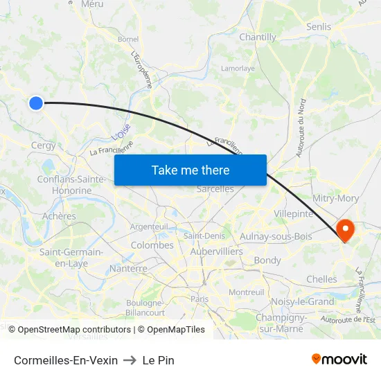 Cormeilles-En-Vexin to Le Pin map