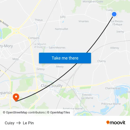 Cuisy to Le Pin map