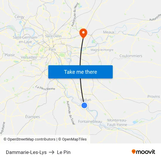 Dammarie-Les-Lys to Le Pin map