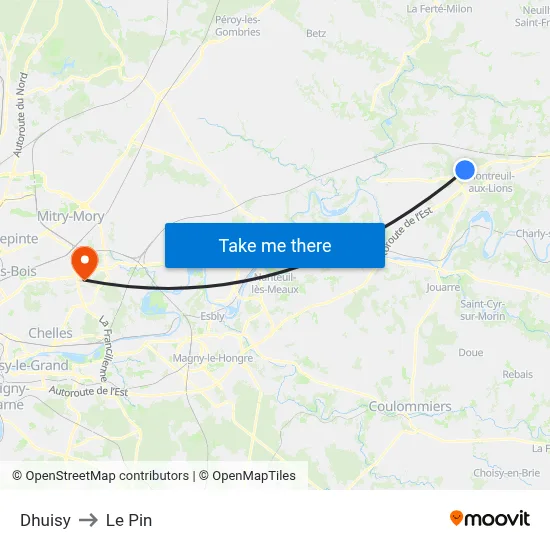 Dhuisy to Le Pin map