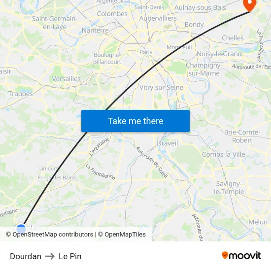 Dourdan to Le Pin map
