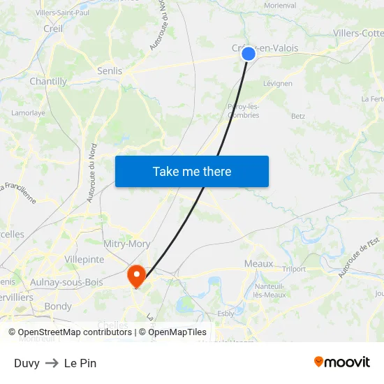 Duvy to Le Pin map