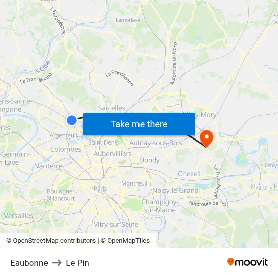 Eaubonne to Le Pin map