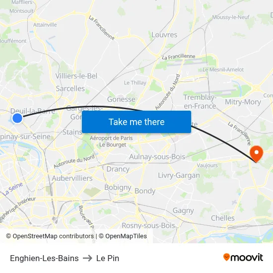 Enghien-Les-Bains to Le Pin map