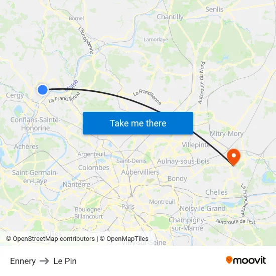 Ennery to Le Pin map