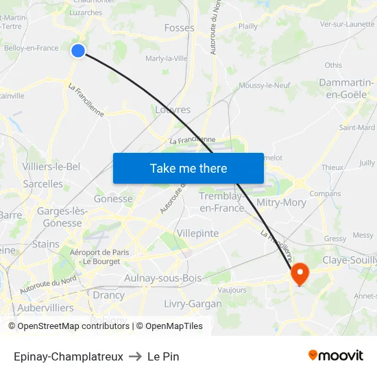 Epinay-Champlatreux to Le Pin map