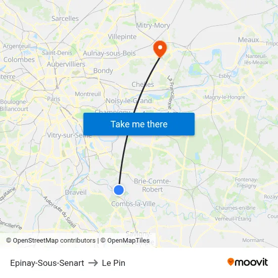 Epinay-Sous-Senart to Le Pin map
