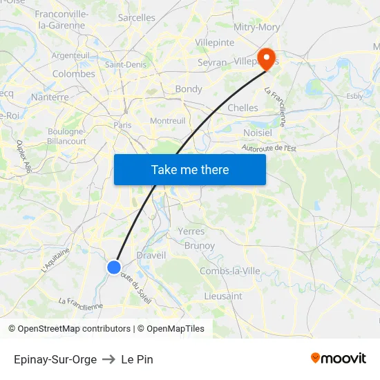 Epinay-Sur-Orge to Le Pin map