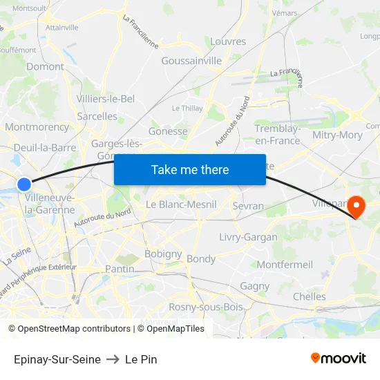 Epinay-Sur-Seine to Le Pin map