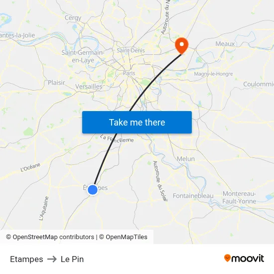 Etampes to Le Pin map