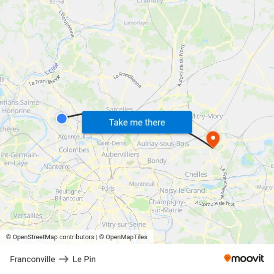 Franconville to Le Pin map